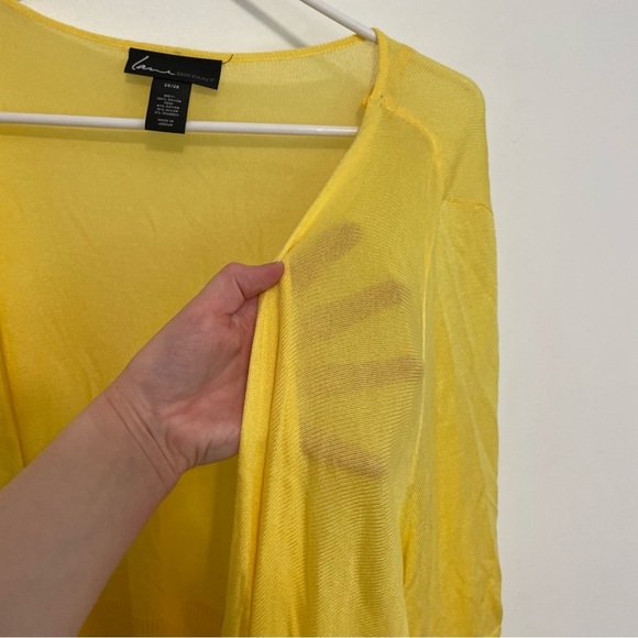 LANE BRYANT Plus Size Bright Yellow Open Drape Front Waterfall Cardigan Sweater - Picture 6 of 15